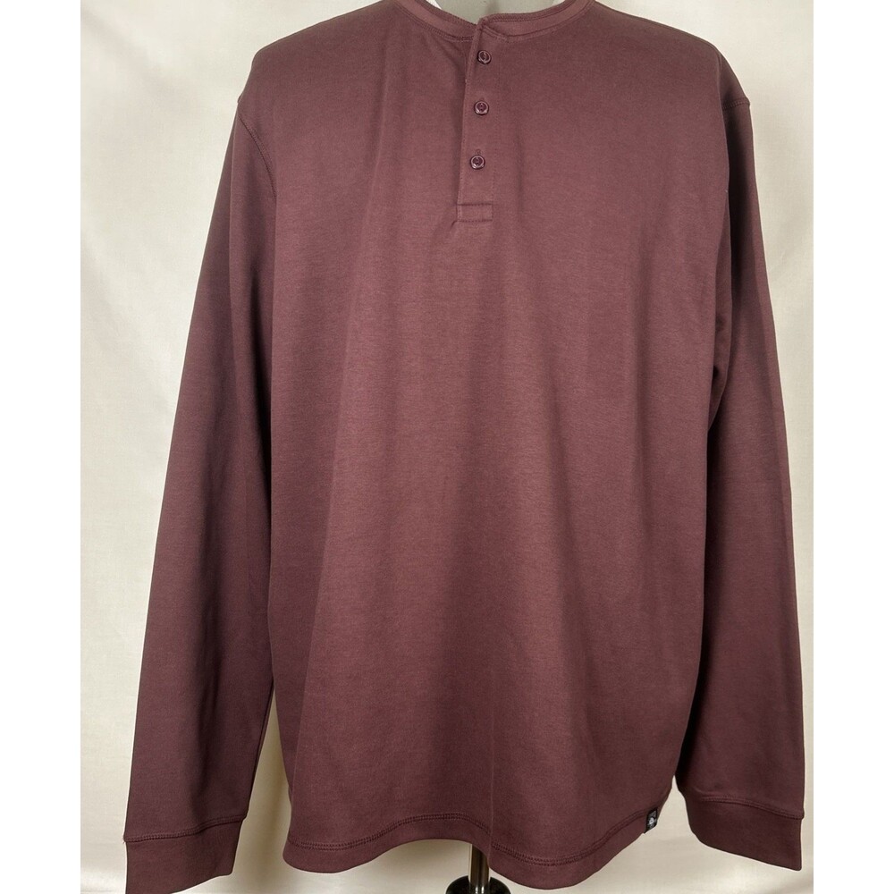 Copper & Oak Men's XXL Burgundy Long Sleeve Henley Shirt